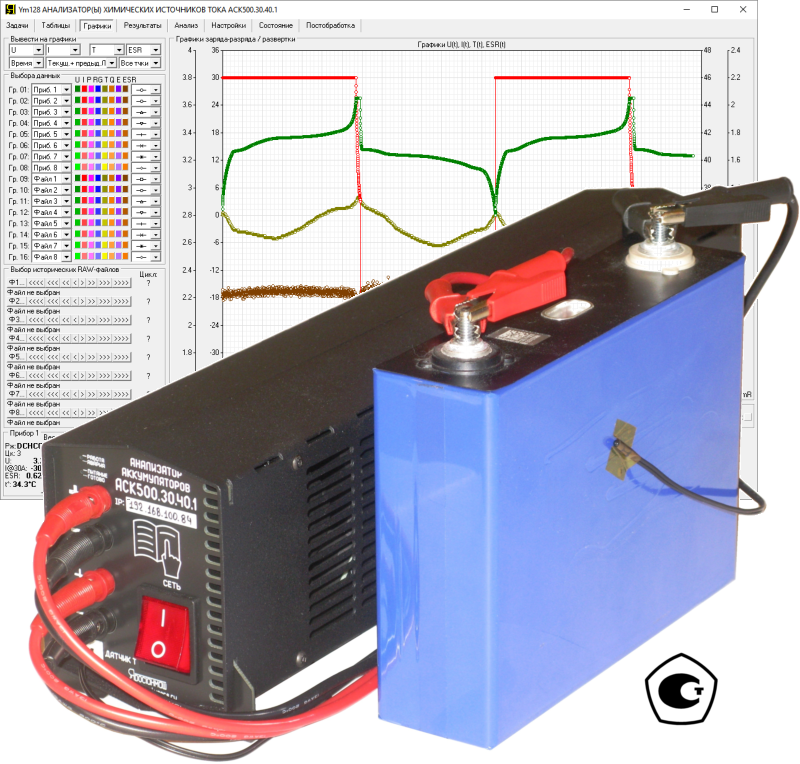 Анализатор аккумуляторов АСК500. Тестирование LiFePO4 аккумулятора.
