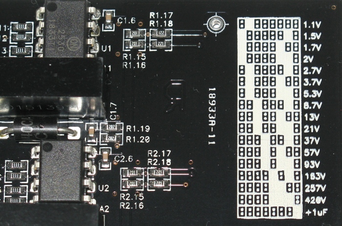 таблица для настройки входных делителей напряжения USB самописца МРД420.6Г